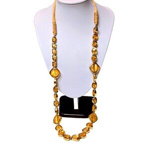 Chicos Golden Flake Necklace NWT 40 inches long signed